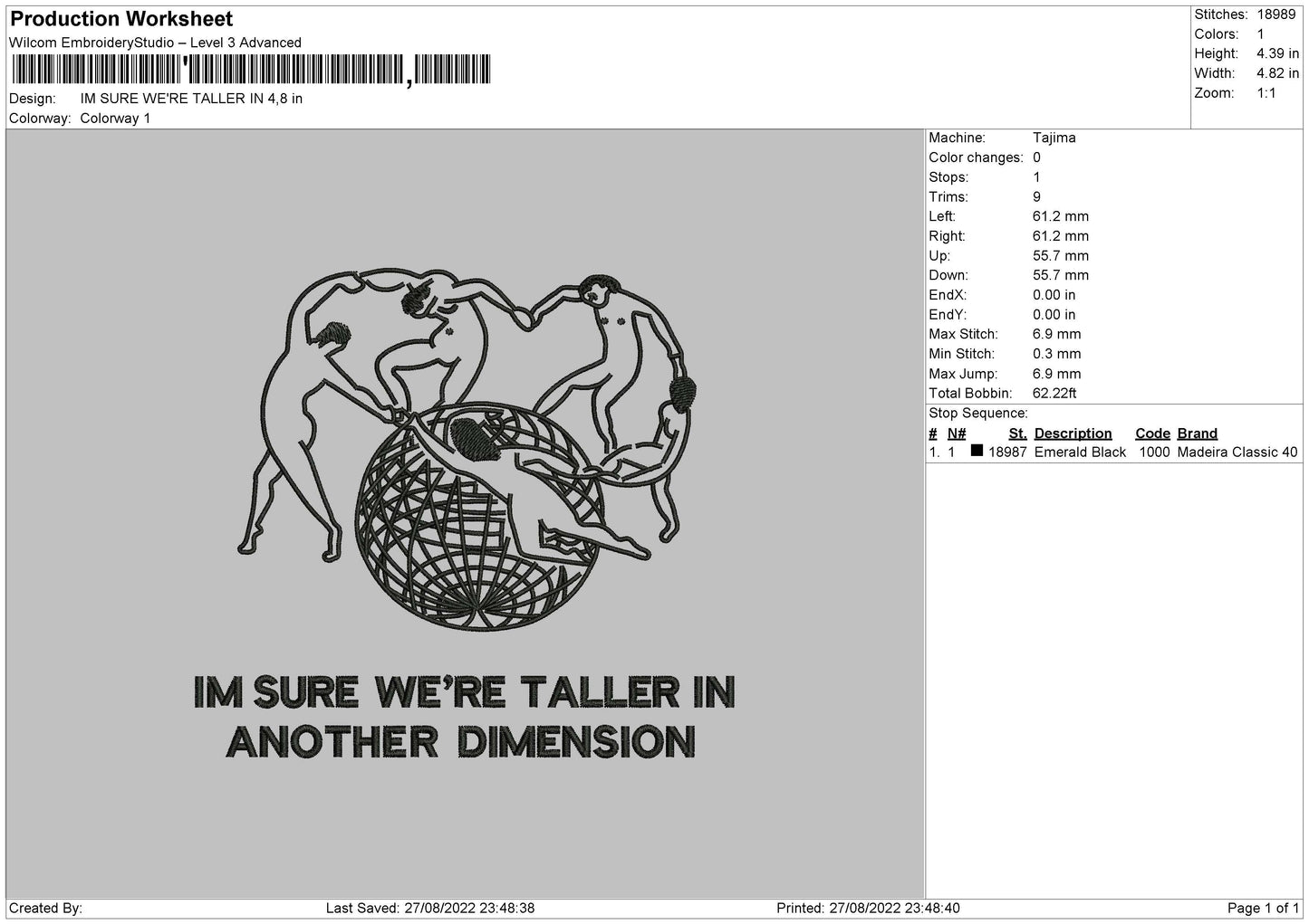 Im Sure Were Taller In Embroidery File 5 sizes