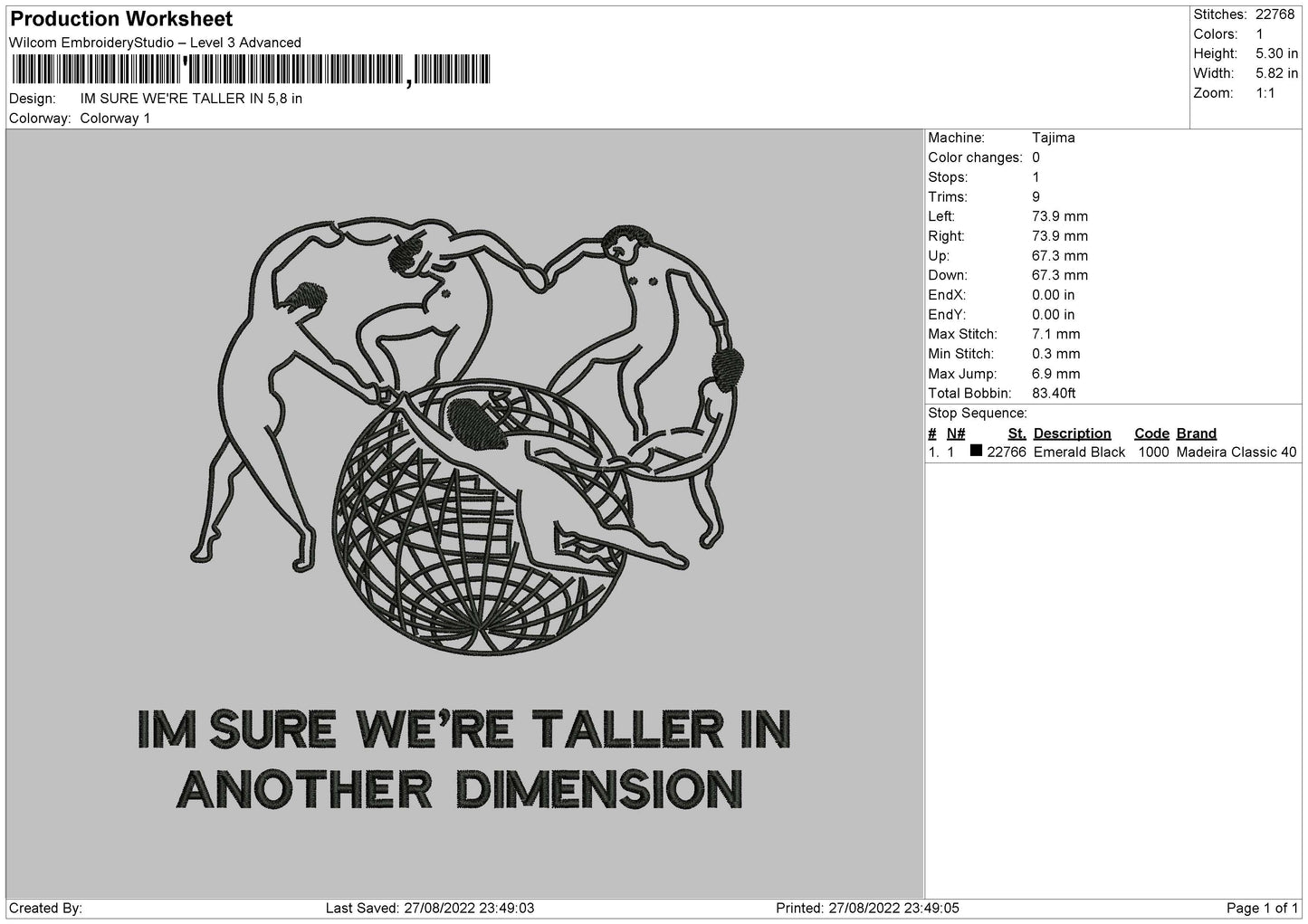 Im Sure Were Taller In Embroidery File 5 sizes