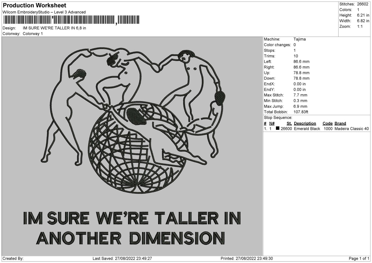 Im Sure Were Taller In Embroidery File 5 sizes
