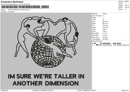 Im Sure Were Taller In Embroidery File 5 sizes