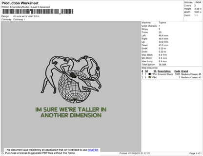 Im Sure We're Taller Text Embroidery File 4 size