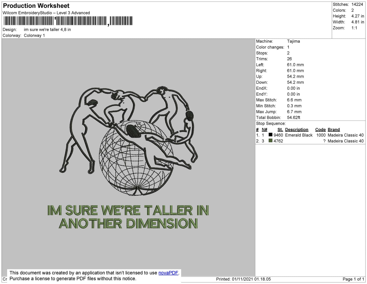 Im Sure We're Taller Text Embroidery File 4 size