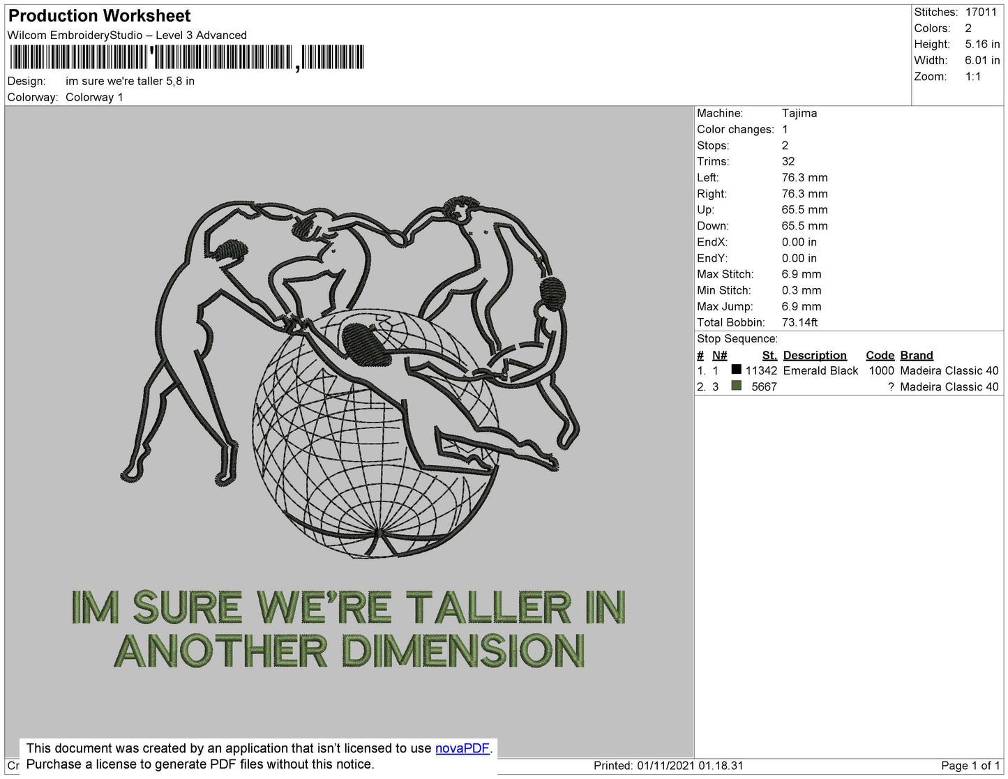 Im Sure We're Taller Text Embroidery File 4 size