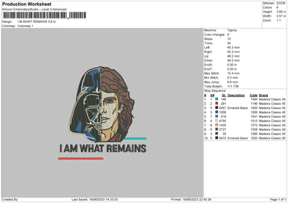 Im What Remains Embroidery File 6 sizes