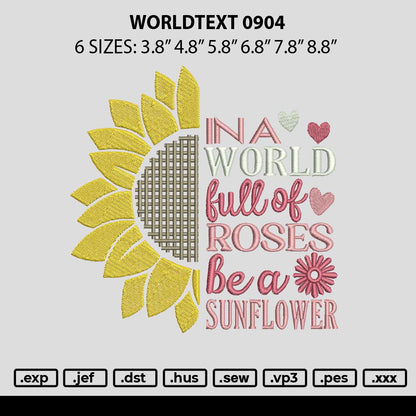 Worldtext 0904 Embroidery File 6 sizes