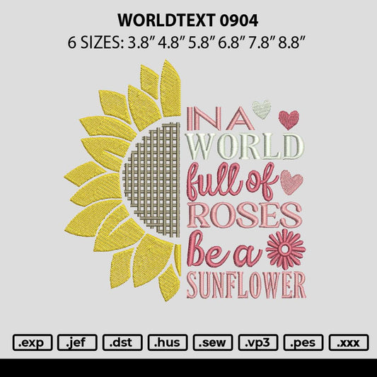 Worldtext 0904 Embroidery File 6 sizes