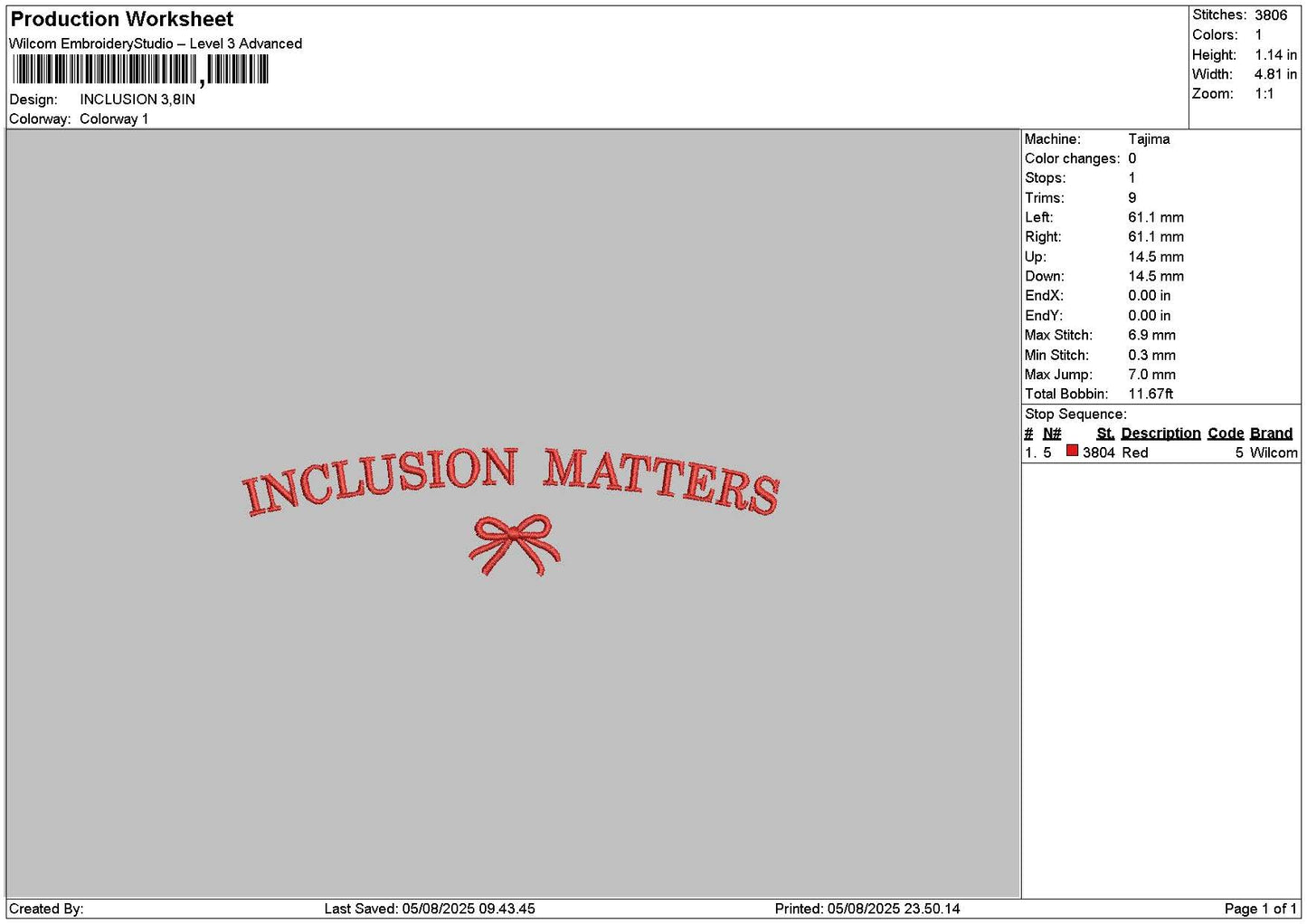 Inclusiontext Embroidery File 6 sizes