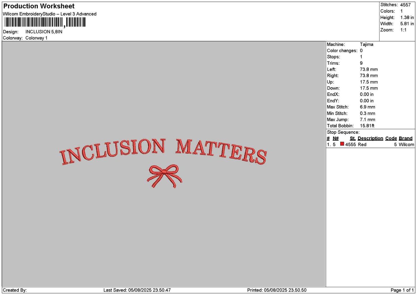 Inclusiontext Embroidery File 6 sizes