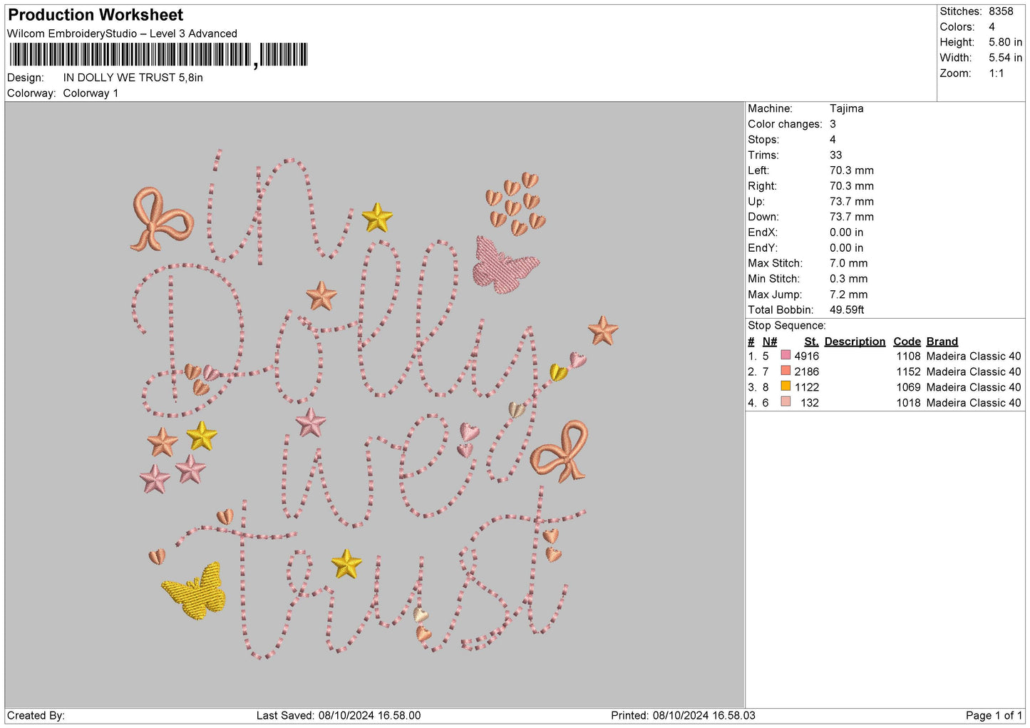 Dollytext Embroidery File 6 sizes