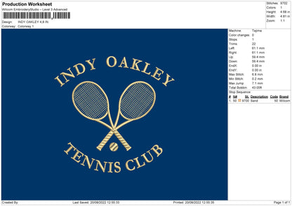 Indy Oakley Embroidery File 5 sizes