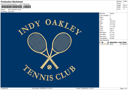 Indy Oakley Embroidery File 5 sizes