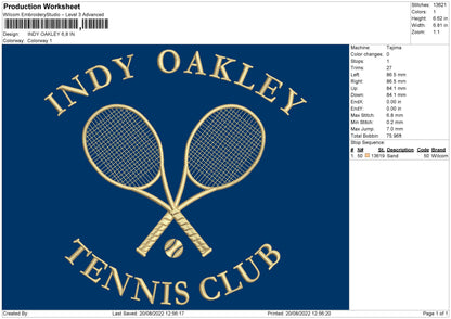 Indy Oakley Embroidery File 5 sizes