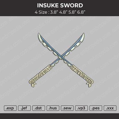 Insuke Sword Embroidery File 4 size