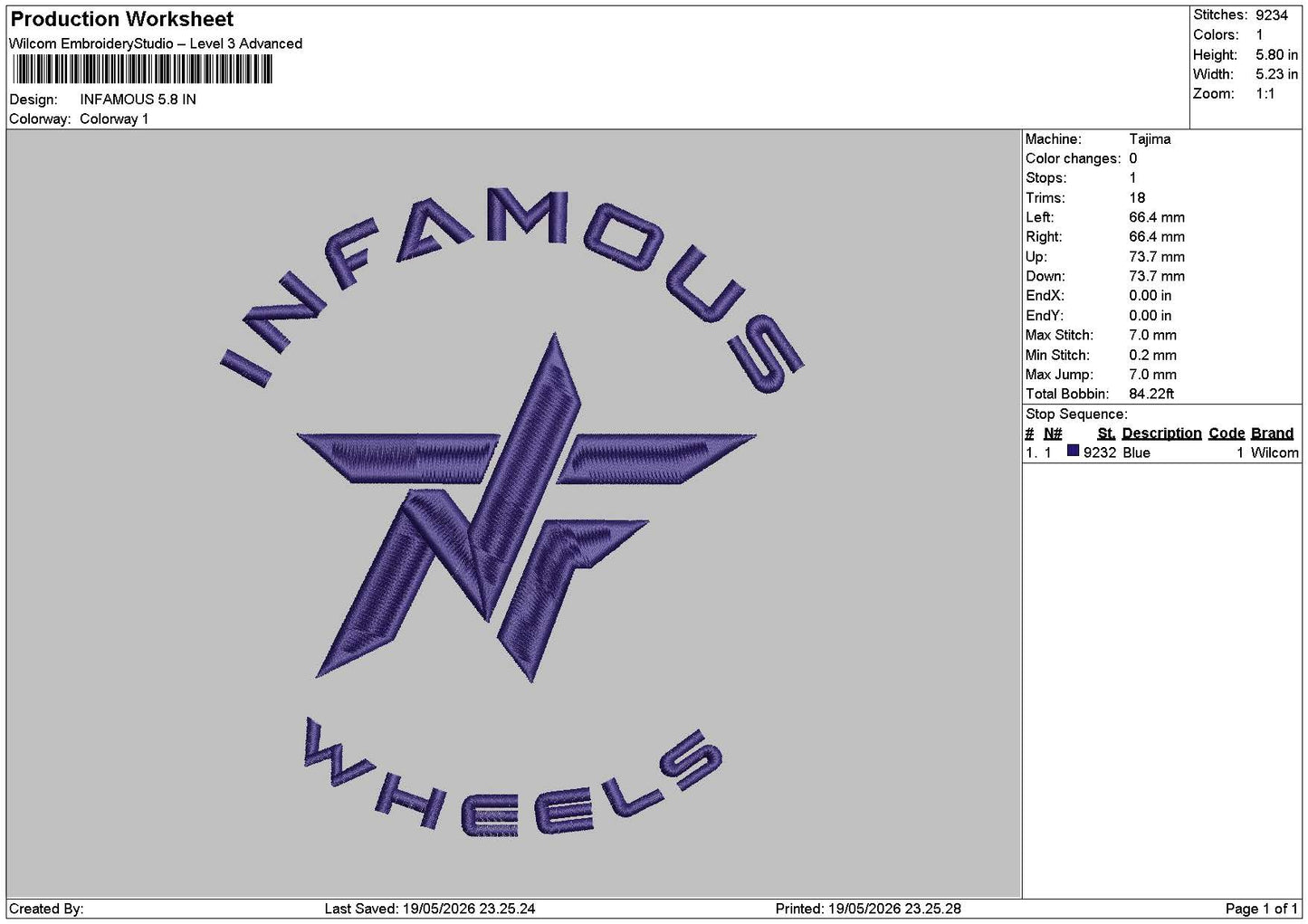 Infamoustext Embroidery Machine Design File 6 sizes