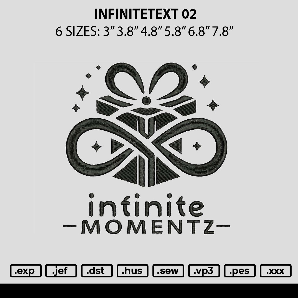 Infinitetext 02 Embroidery File 6 sizes