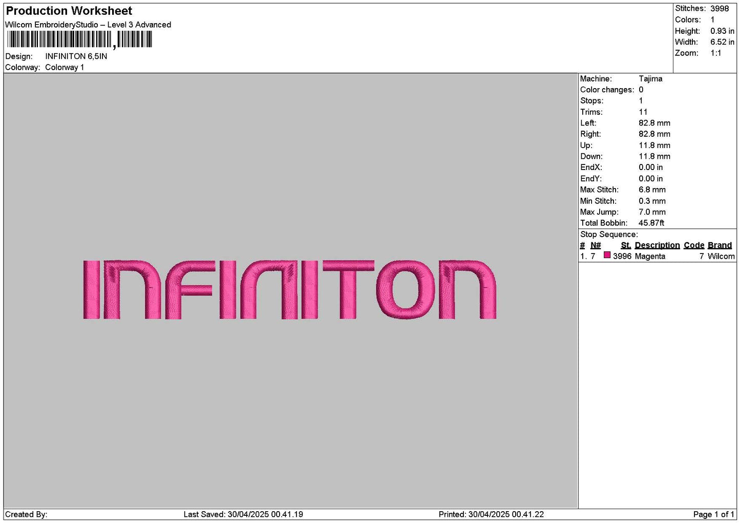 Infinitiontext Embroidery File 6 sizes
