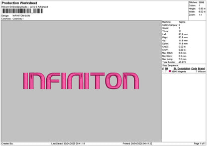 Infinitiontext Embroidery File 6 sizes