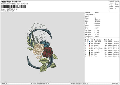 Initial S Embroidery File 6 sizes