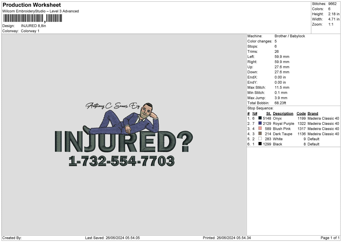 Injurnedtext Embroidery File 6 sizes