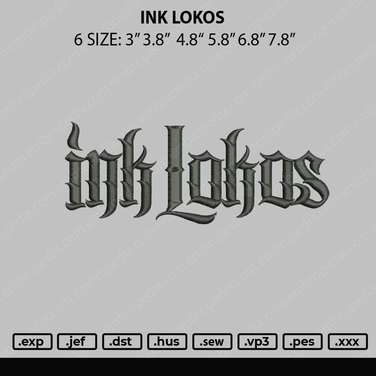 Ink Lokos Embroidery File 6 sizes