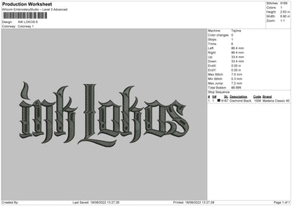 Ink Lokos Embroidery File 6 sizes