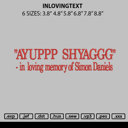 Inlovingtext Embroidery File 6 sizes