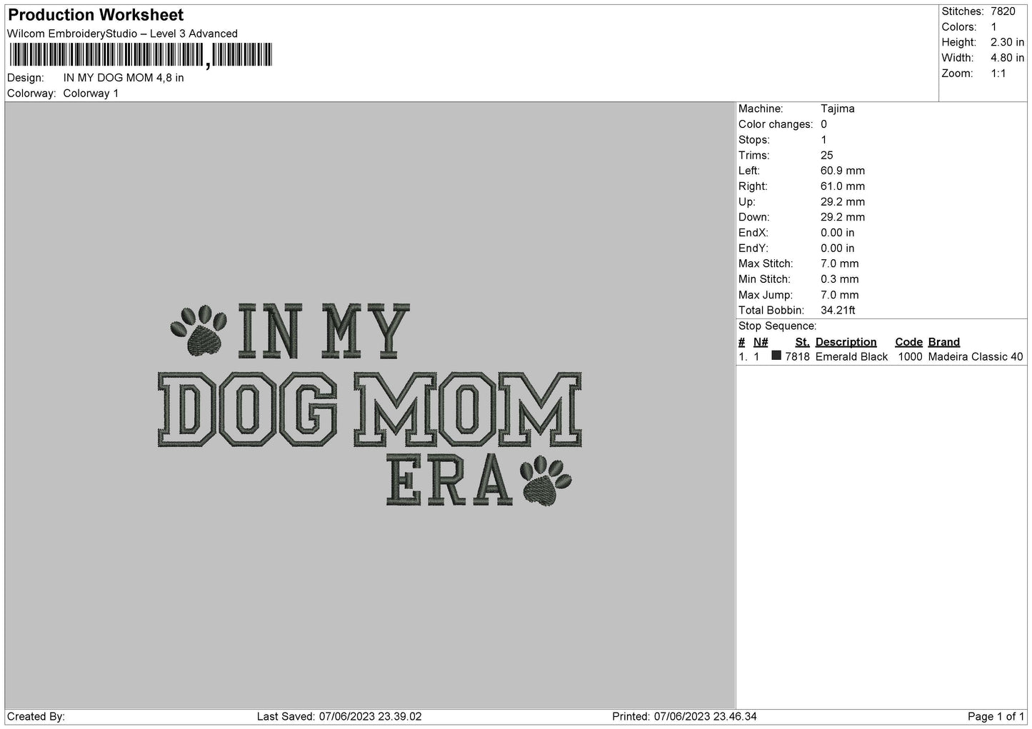 In My Dog Mom Embroidery File 6 sizes