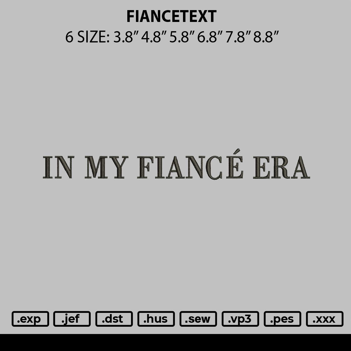 Fiancetext Embroidery File 6 sizes