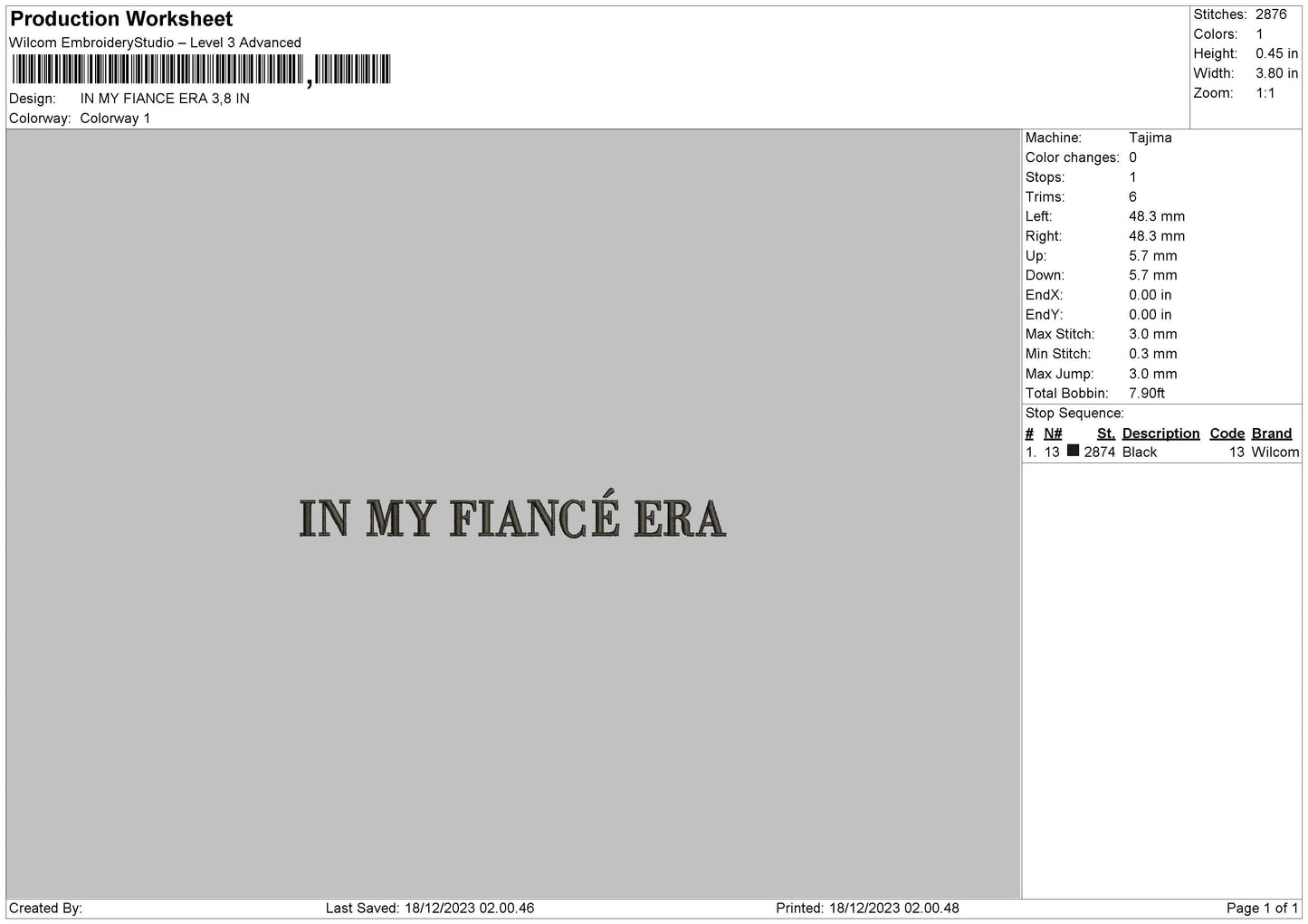 Fiancetext Embroidery File 6 sizes