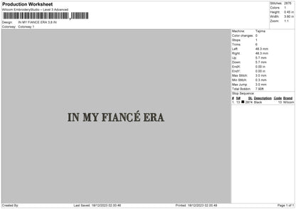 Fiancetext Embroidery File 6 sizes