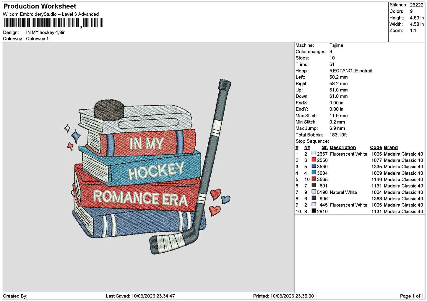 Hoockeytext 1003 Embroidery File 6 sizes
