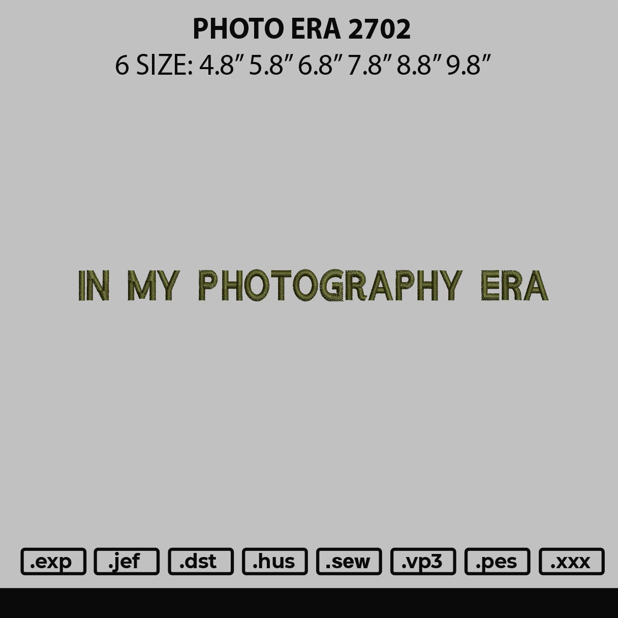 Photo era 2702 Embroidery File 6 sizes