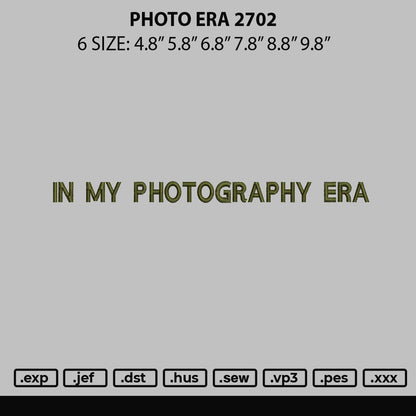 Photo era 2702 Embroidery File 6 sizes