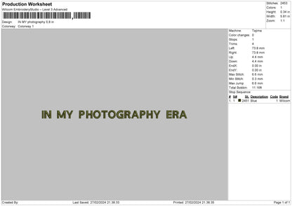 Photo era 2702 Embroidery File 6 sizes