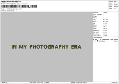 Photo era 2702 Embroidery File 6 sizes