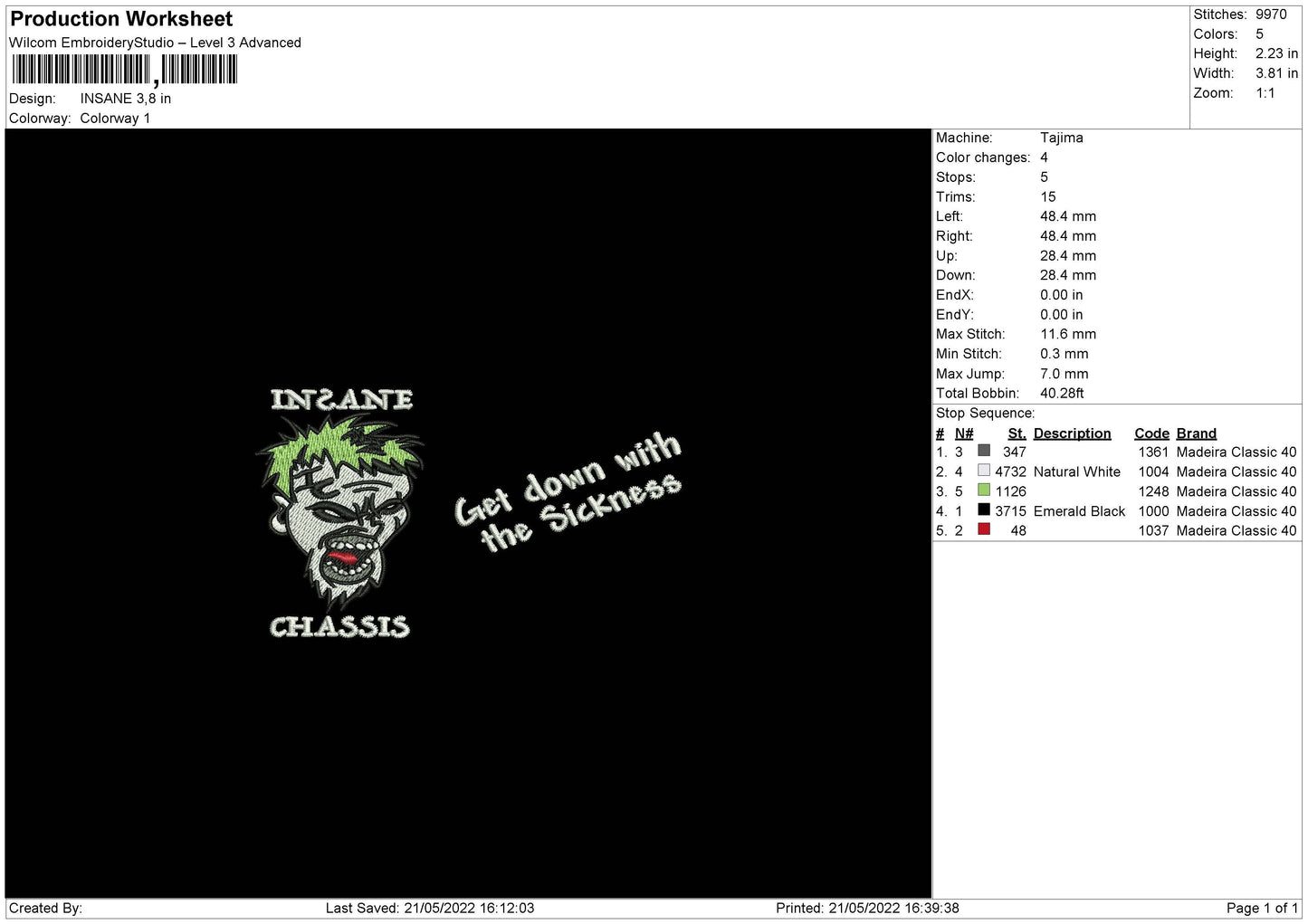 Insane Embroidery File 4 size