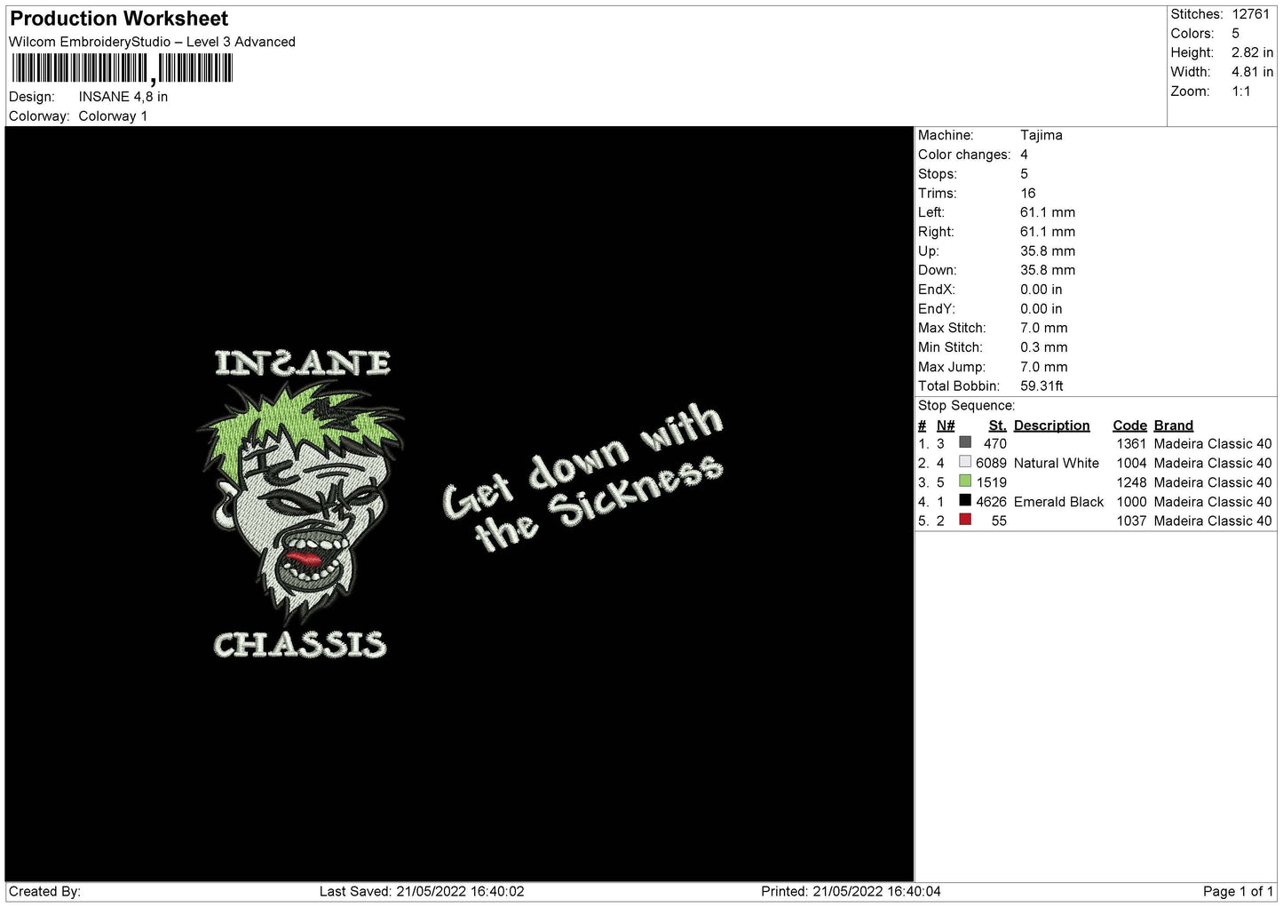 Insane Embroidery File 4 size