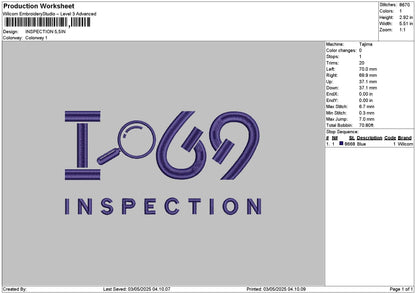 Inspectiontext Embroidery File 6 sizes