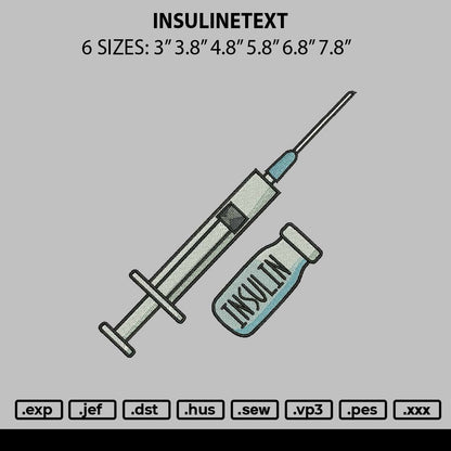 Insulinetext Embroidery File 6 sizes