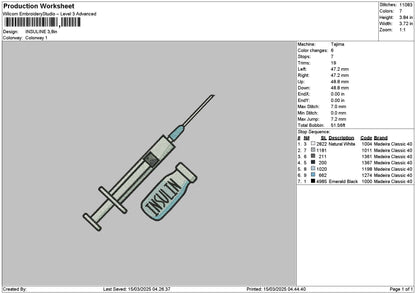 Insulinetext Embroidery File 6 sizes