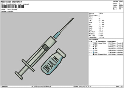 Insulinetext Embroidery File 6 sizes