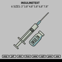 Insulinetext Embroidery File 6 sizes