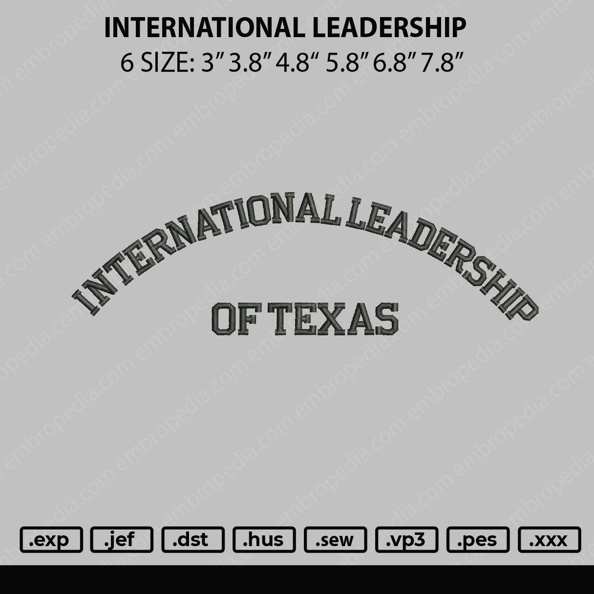 International Leadership Embroidery File 4 sizes