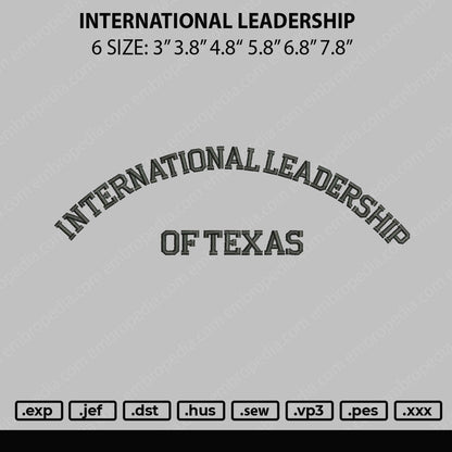 International Leadership Embroidery File 4 sizes