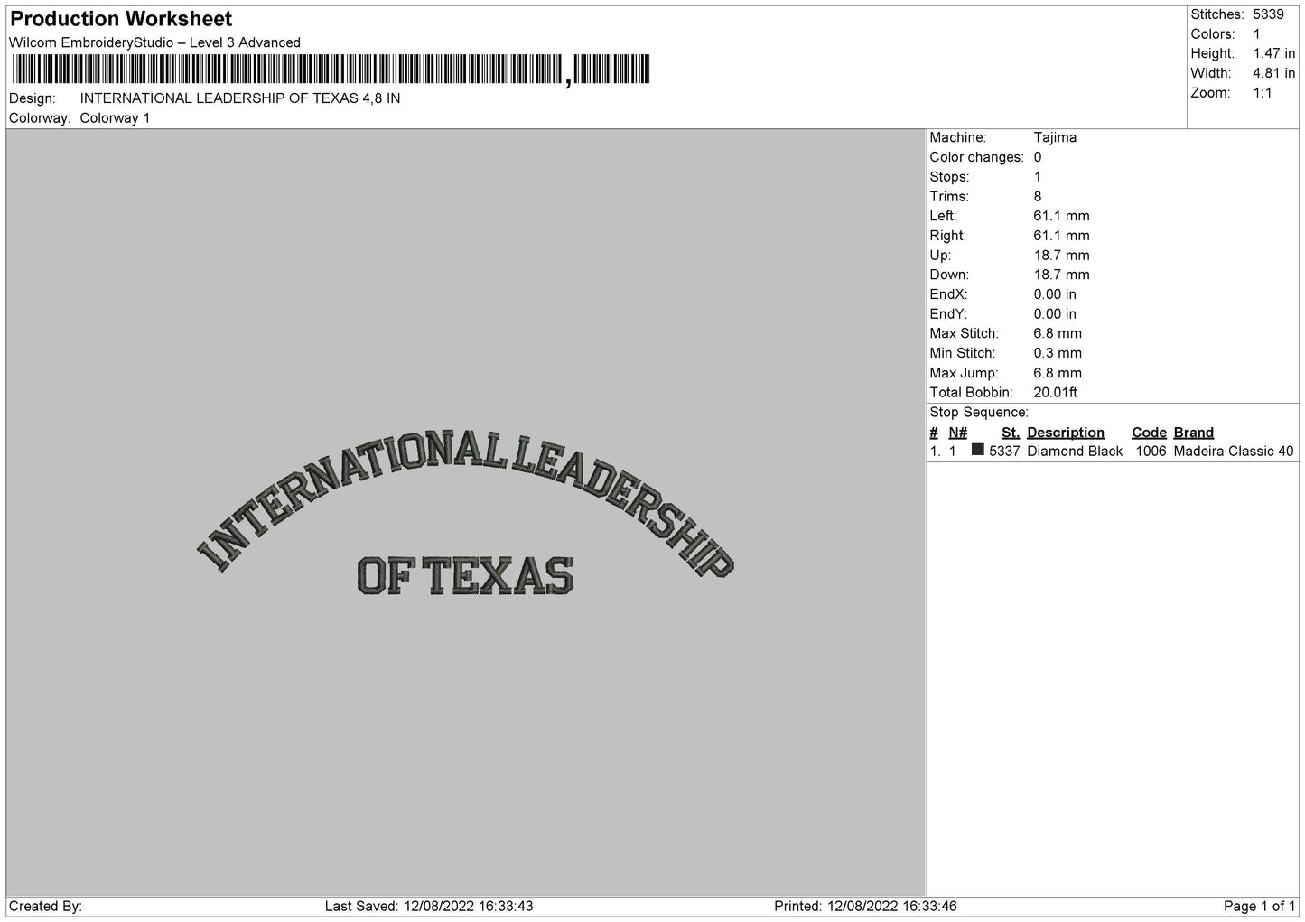 International Leadership Embroidery File 4 sizes