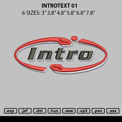 Introtext 01 Embroidery File 6 sizes