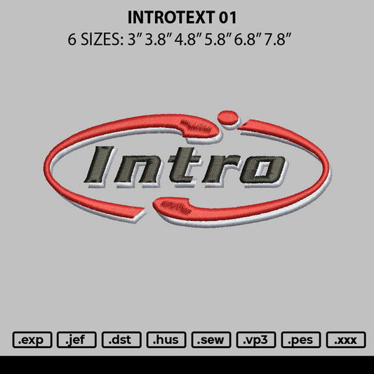 Introtext 01 Embroidery File 6 sizes
