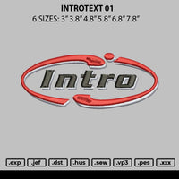 Introtext 01 Embroidery File 6 sizes