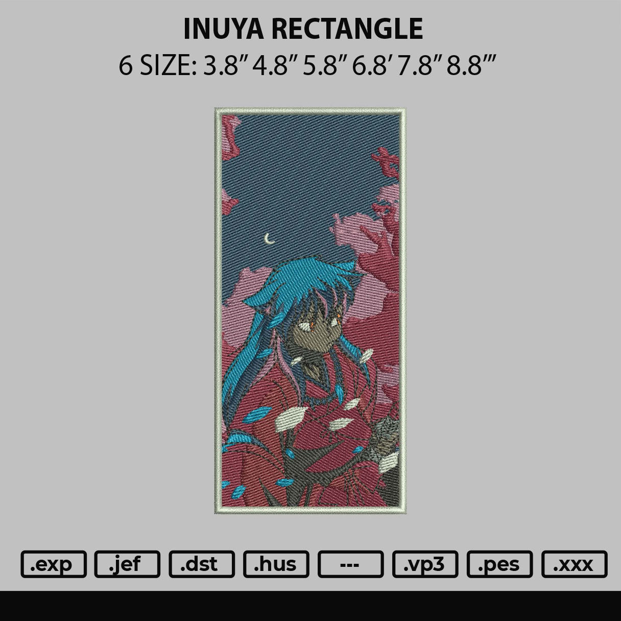 Inuya Rectangle Embroidery File 6 sizes