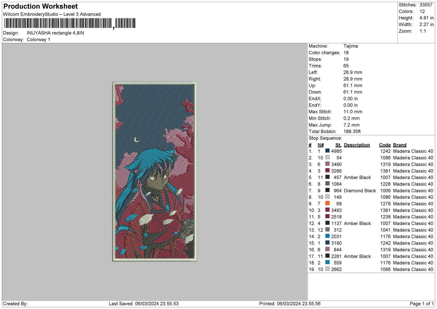 Inuya Rectangle Embroidery File 6 sizes